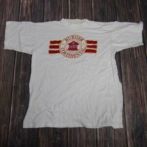 Vintage Burger Continental Shirt Mens Large White Pasadena CA Single Stitch 80s